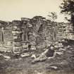 View of man lying in front of the Oratory at Kilchrenan Parish Churchyard, Lochawe.
Titled: '162. Oratory at Kilchrenan, Lochawe.'
PHOTOGRAPH ALBUM NO 186: J B MACKENZIE ALBUMS vol.1