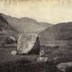 View of Sma' Glen with Ossian's Stone in the foreground, at Sma' Glen or Glan Almond, Fowlis Wester.
Titled: '172. Ossian's Stone and the Soldier's grave in the Sma' Glen.'
PHOTOGRAPH ALBUM NO 186: J B MACKENZIE ALBUMS vol.1