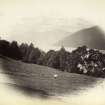 View of croft lands leading down to Lochtay, taken from Kenmore Glebe, Kenmore, Argyll.
Titled:  '180. On Lochtay from Kenmore Glebes'.
PHOTOGRAPH ALBUM NO 186: J B MACKENZIE ALBUM