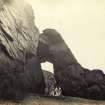 View of Uamh Bantighearna Cave entrance near Kiloran Bay, Colonsay.
Titled: '72. Uamh Shrideach. Cave near Kiloran Beach.'
PHOTOGRAPH ALBUM NO 186: J B MACKENZIE ALBUMS vol.1