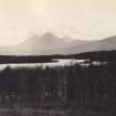 View of landscape and Loch Ballygrant with the Paps of Jura in background, at Loch Ballygrant, Islay.
Titled: '35. Ballygrant Loch, Islay & Paps of Jura.'
PHOTOGRAPH ALBUM NO 186: J B MACKENZIE ALBUMS vol.1