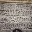 View of inscription from a late medieval grave slab, of Dugullas MacKellar, from Kilchrenan Churchyard, Kilchrenan, Argyll. Inscription translates as, 'Here lies Dugallas MacKellar, and Colinus, son of Angusius, made it.'
Titled: 'In Kilchrenan Churchyard. an inscription.'​
PHOTOGRAPH ALBUM NO 186: J B MACKENZIE ALBUMS vol.1