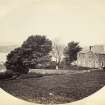 View of  Kilmichael Of Inverlussa Parish Church and adjoined Inverlussa House, formerly Parish Manse, in North Knapdale, Argyll. Vignetted photograph.
Titled: '89. North Knapdale Church & Manse.'
PHOTOGRAPH ALBUM NO 186: J B MACKENZIE ALBUMS vol.1