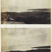 View of two photographs, both are wide-angled views of the Colonsay shoreline looking eastwards from Colonsay Manse to Jura with the 'Paps of Jura' captured in the distance. The upper image also contains a small figure looking in the same direction as the photograh.
PHOTOGRAPH ALBUM No. 187, (cf PAs 186 and 188) Rev. J.B. MacKenzie of Colonsay Albums,1870, vol.2.
