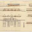 Garden and glasshouses for R F McEwen.
Plans, sections and elevations of gardens and garden features.
