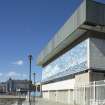 Exterior. View looking along the west elevation of the Olympia leisure centre, taken from the south.