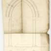 Elevation and plan of 'priests door in North wall' 'now built up'.
Titled: 'Interior elevation of the Priests door in North wall of Coldingham Priory (.........) Now built up-.'