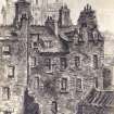 View of Warriston's Close and the Bank of Scotland, Edinburgh.
Titled: "Back of Warriston Close -and Bank of Scotland"