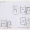Ground, first, basement and attic floor plans for Manse.
Titled: 'Rathey Heritors'.