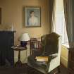 5 Clarence Street, Interior. 2nd floor, sitting room, view of armchair with portrait of John Gifford on wall behind