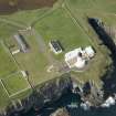 Oblique aerial view of Noss Head Lighthouse, looking W.