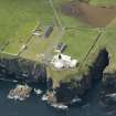 Oblique aerial view of Noss Head Lighthouse, looking SSW.