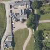 Oblique aerial view of Bighouse country house and walled garden, looking to the NNW.