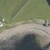 Oblique aerial view of Crosskirk Cottage and the weir, looking to the SSE.