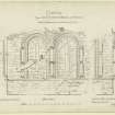 Elevations, section of window, south side of nave and east end of Dunstaffnage Castle Chapel.
