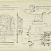 Plan, interior and exterior elevations, section of windows in nave of Dunstaffnage Castle Chapel.
