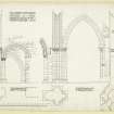 Plans and elevations of arch from South transept looking South and arch from South transept to South aisle of chancel looking East of St Mary's Abbey Church, Iona.
Titled. 'The Abbey Church of Iona. No.14 Half Inch Details of the South Transept.'
Signed. '2.5.800 A. Muir.'
Signed and dated. 'J.W. 1875.'