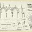 Plan showing details of elevations and sections of sediliae and piscina in chancel of St Mary's Abbey, Iona.
Titled. 'Abbey Iona. Sedilia and Piscina. In Choir to Inch scale. with 1/4 full size details. no. 13. Note. For Details of Piscina see other sheet.'
Signed and dated. 'J. Gillespie. August 1900.'





































































































































































Iona, St Mary's Abbey.
Photographic copy of plan of long section through transepts to chapter house looking East & West.



