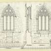 Plan showing exterior and interior elevations of North window of chancel St Mary's Abbey, Iona.
Titled. 'Abbey Iona. No.20. Half Inch Detail of North Window of Sanctuary.'
Signed and Dated. J. Gillespie. August 1900.'


































































































































































Iona, St Mary's Abbey.
Photographic copy of plan of long section through transepts to chapter house looking East & West.



