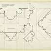 Plan of details of responds chancel arch and nave arcade of Nunnery, Iona.
Titled. 'Nunnery Iona. Quarter F.S Details in Chapel.'
Dated. 'August 1901.'
Signed and Dated. 'Meas. 1875 J.W.'