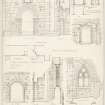 Sections and elevations details of doors and window of Crossraguel Abbey.
Titled. 'Crossraguel Abbey No. 5 Ayrshire.'
Signed and Dated. 'John B. Lawson. 1907.'