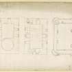 Second and third floor plans and parapet plans of Alloa Tower.