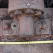 Detail of axle bearing and mounting on the waterwheel from a Standing Building Survey, Glamis Mill, Glamis, Angus.