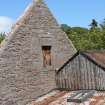 External view of the central window in the south gable viewed from south-west, from a Standing Building Survey, Glamis Mill, Glamis, Angus