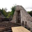 View of the tympany at first floor level in the west wall, from a Standing Building Survey, Glamis Mill, Glamis, Angus.