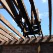 View of floor joists and overhead drive mountings on the first floor, from a Standing Building Survey, Glamis Mill, Glamis, Angus.