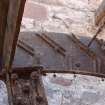 Detail of the waterwheel showing the metal slots for wooden bucket floats, from a Standing Building Survey, Glamis Mill, Glamis, Angus.