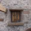 Internal view of the central window at first floor level in the south gable, from a Standing Building Survey, Glamis Mill, Glamis, Angus.