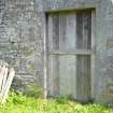 Exterior view of the mill showing blocked off doorway, from a Standing Building Survey, Glamis Mill, Glamis, Angus.