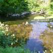 Exterior view of the mill showing the stream, from a Standing Building Survey, Glamis Mill, Glamis, Angus.