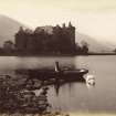 View of Kilchurn Castle showing man in rowing boat and swan.
Titled  'Kilchurn Castle, Loch Awe 1867. J.V.'.
PHOTOGRAPH ALBUM No. 33 : COURTAULD ALBUM.