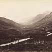Distant view of Loch Maree from Glen Docherty with horse-drawn carriage. 
Titled: 'Loch Maree from Glen Docharty, Ross-shire, 819 JV.
PHOTOGRAPH ALBUM No.33: COURTAULD ALBUM.