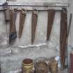 Interior. Former Heron's Mill/Dalmore Mill, first floor, Carpenters Workshop, south wall. Detail of tool rack in corner of room.