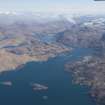 General oblique aerial view of Loch Ailort with Eilean nan Gobhar in the foreground, looking E.