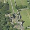 Oblique aerial view of Pitsligo Castle, looking W.