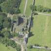 Oblique aerial view of Pitsligo Castle, looking WSW.