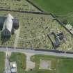 Oblique aerial view of Old Pitsligo Church and Churchyard and Hill Church of Rosehearty, looking ESE.