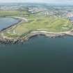 Oblique aerial view of Girdleness Lighhouse and Balngask Golf Course, looking WSW.