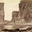 View of the sea stack from the shore. 
Titled: 'The Old Man of Hoy, Orkney. 546'.
PHOTOGRAPH ALBUM No.33: COURTAULD ALBUM.