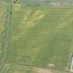 Oblique aerial view of the cropmarks of the settlements, unenclosed houses and pit alignment at Congalton, looking W.