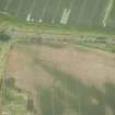 Oblique aerial view of the cropmarks of the enclosure, looking ESE.