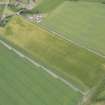 Oblique aerial view of the cropmarks of the vallum at Portmahomack, looking NNE.