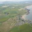 General oblique aerial view centred on Tarbat Golf Course with Loch Eye beyond, looking SW.
