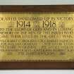 Detail of 1st World War commemorative plaque