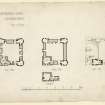 Third, fourth, and mezzanine floor plans and roof plan, Amisfield Tower.