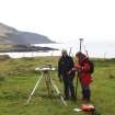 Setting up the GPS at Harris, Rum. Mr Ian Parker and Mrs Angela Gannon in shot.